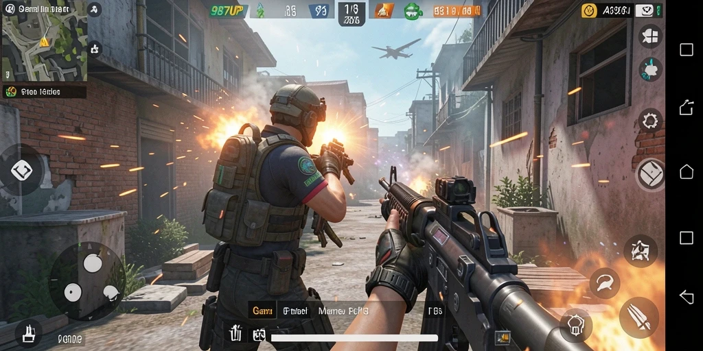 Screenshot gameplay yang menampilkan aksi mendebarkan di 987UP.