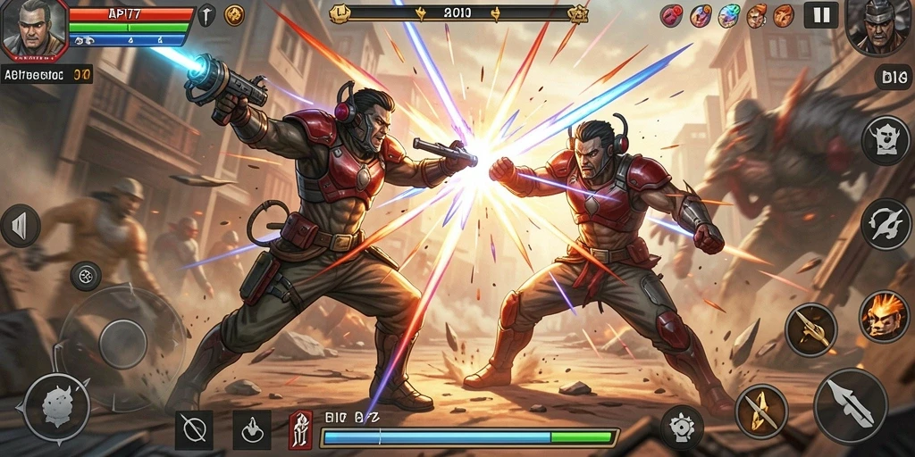 Screenshot gameplay API77 menampilkan aksi pertarungan yang seru dan mendebarkan.