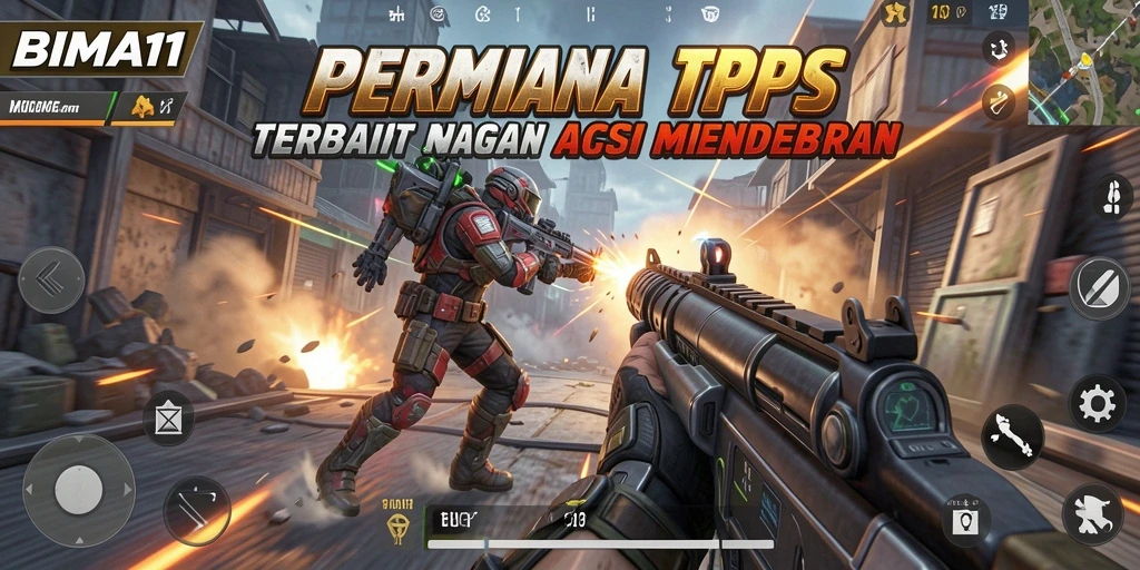 Tangkapan layar BIMA11 menampilkan aksi pertempuran yang intens dalam mode TPS.