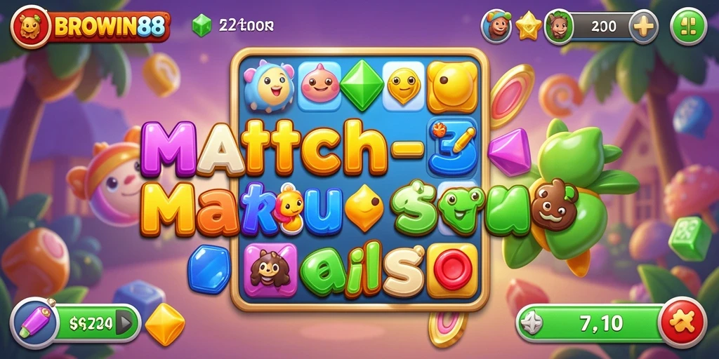Screenshot BROWIN88 menampilkan gameplay seru dari permainan Match-3.