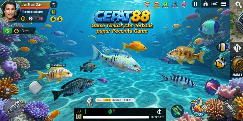 Tampilan gameplay seru di CEPAT88 dengan aksi tembak ikan.