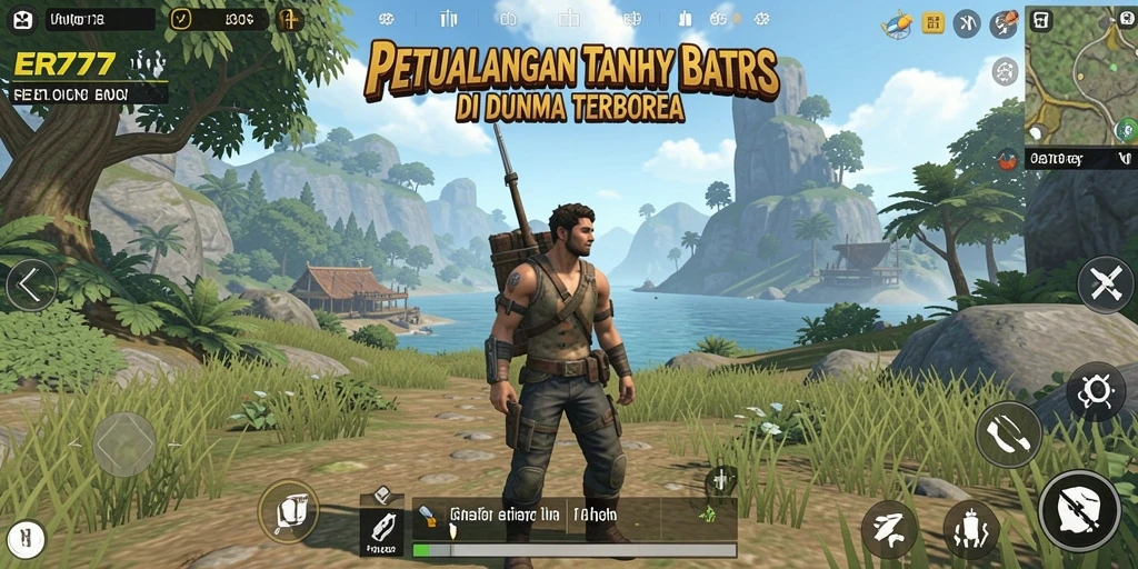 Screenshot gameplay ER777 menampilkan petualangan mendebarkan di dunia terbuka.