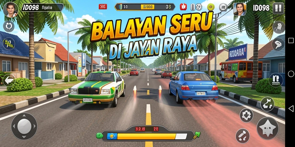 Tampilan gameplay balapan yang intens dan menarik di ID098.
