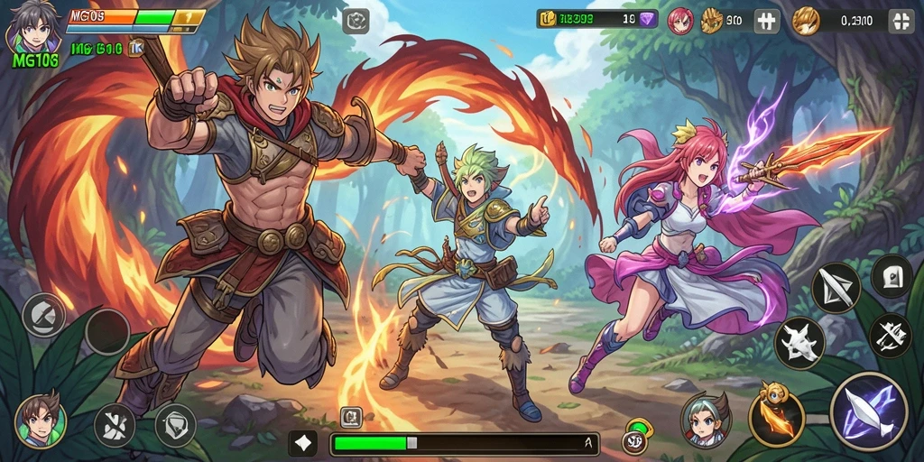 Tampilan gameplay MG108 yang seru dan penuh aksi anime.