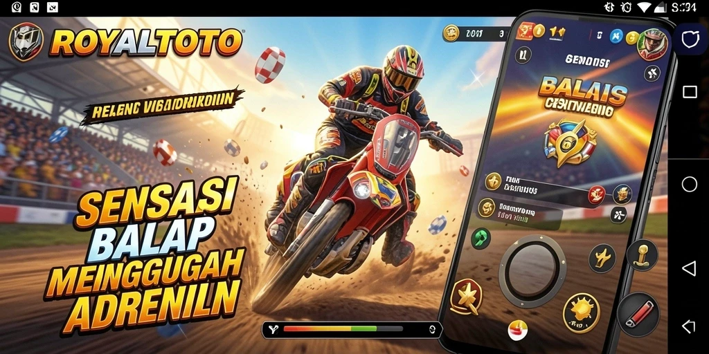Tampilan screenshot gameplay ROYALTOTO dengan mobil balap yang melaju kencang.
