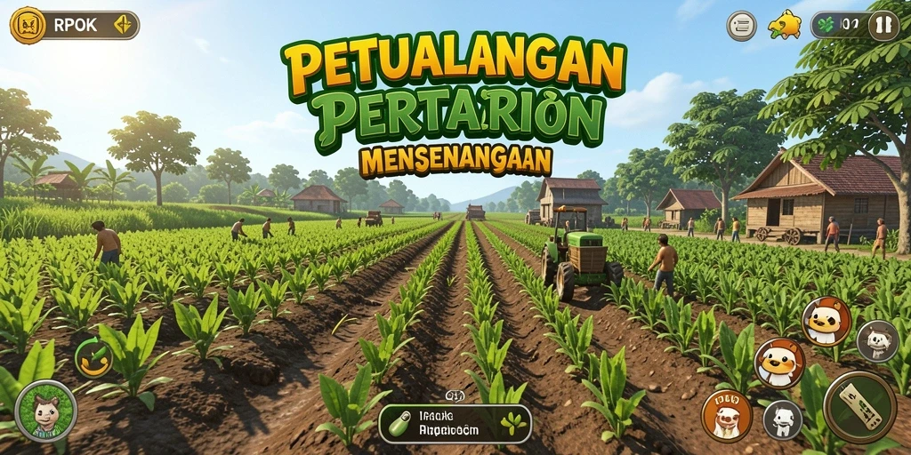 Tampilan menarik gameplay RPOK dengan aktivitas bertani yang seru.