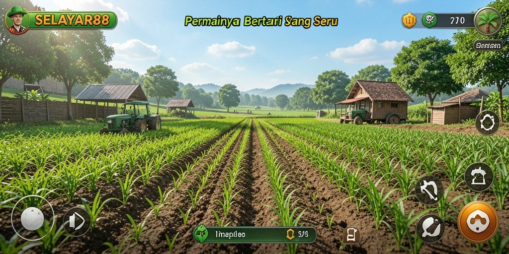 Tampilan gameplay menarik dari SELAYAR88 dengan suasana pertanian yang cerah.