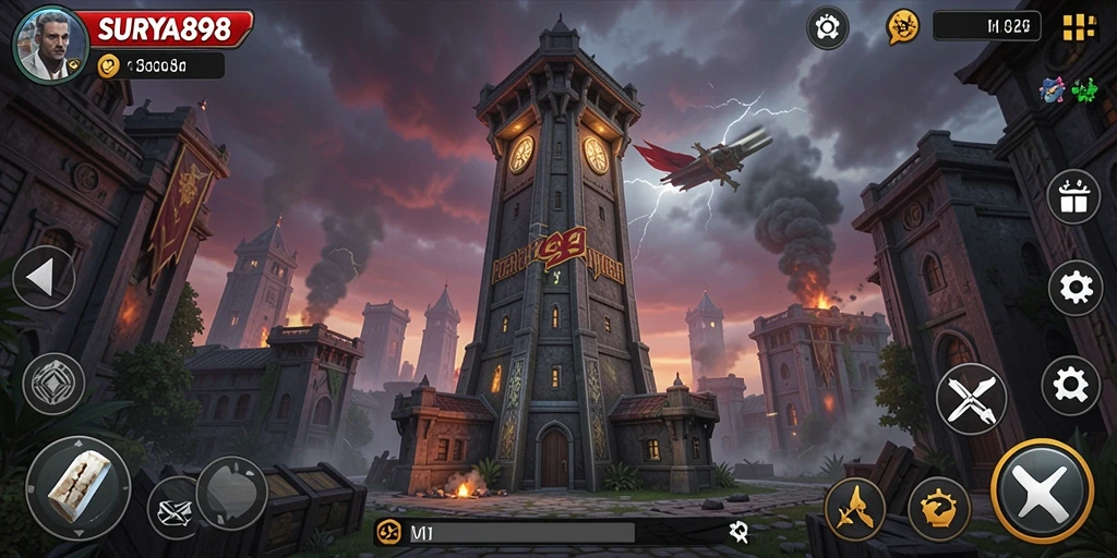 Screenshot menunjukkan strategi pertahanan menara yang intens dan seru.